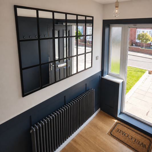Bespoke 18-Panel Black Grid Hallway Mirror