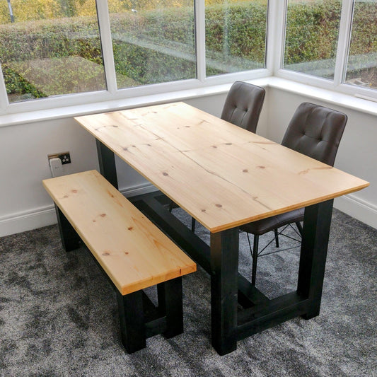 Rustic Redwood Farmhouse Dining Set