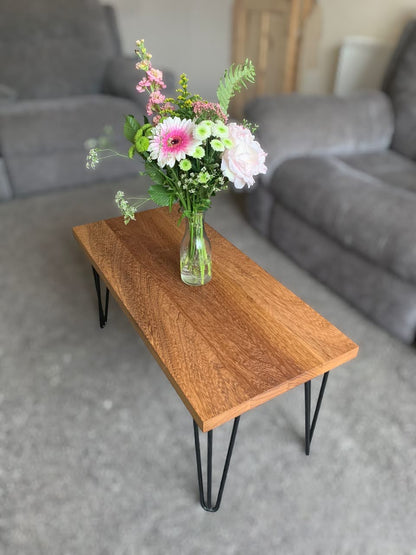 Hardwood Iroko/Sapele Side Table with Hairpin Legs | Made to Order